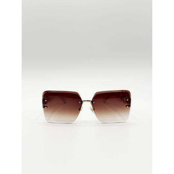 SVNX rimless square sunglasses white gold, UK version