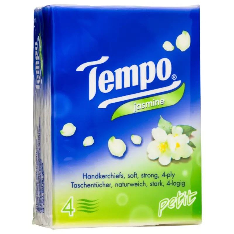 Tempo jasmine scented 4-ply handkerchief single pack, imported from the UK
