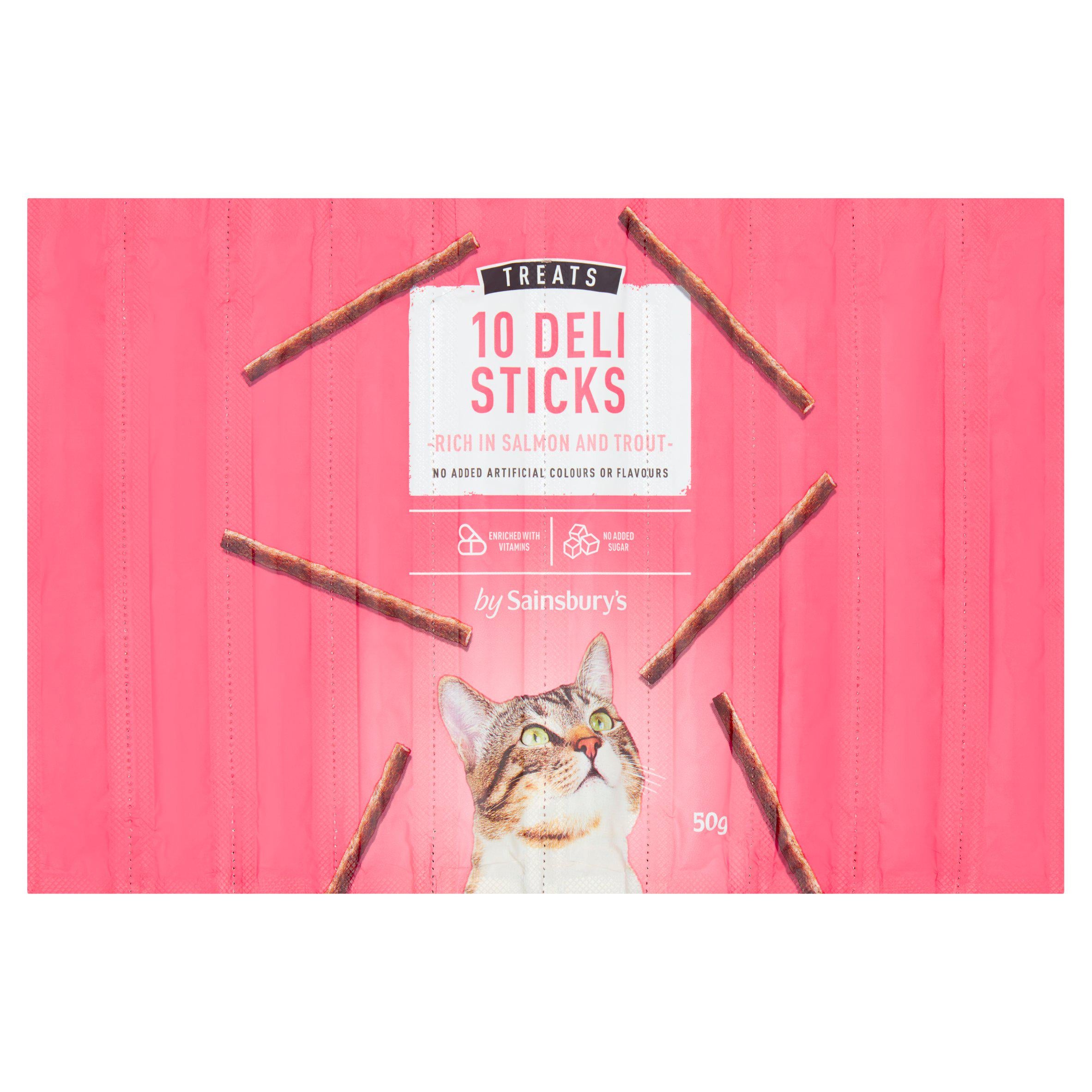 Sainsbury's Cat Treat Deli Cat Sticks Salmon & Trout x10 Cat treats & milk Sainsburys   