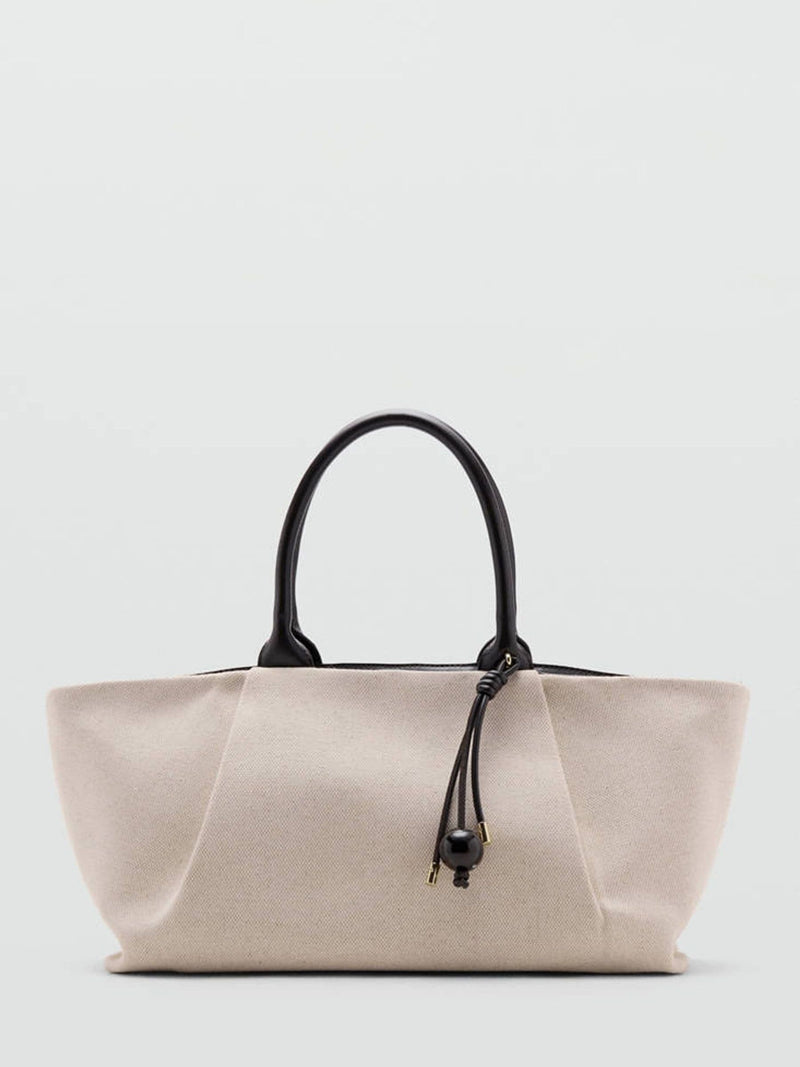Mango cream handbag with top handle and shoulder strap - British product