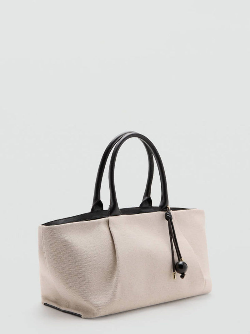 Mango cream handbag with top handle and shoulder strap - British product