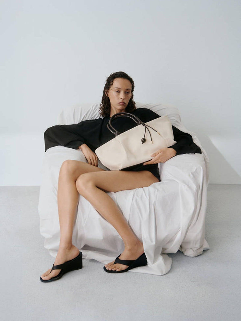 Mango cream handbag with top handle and shoulder strap - British product