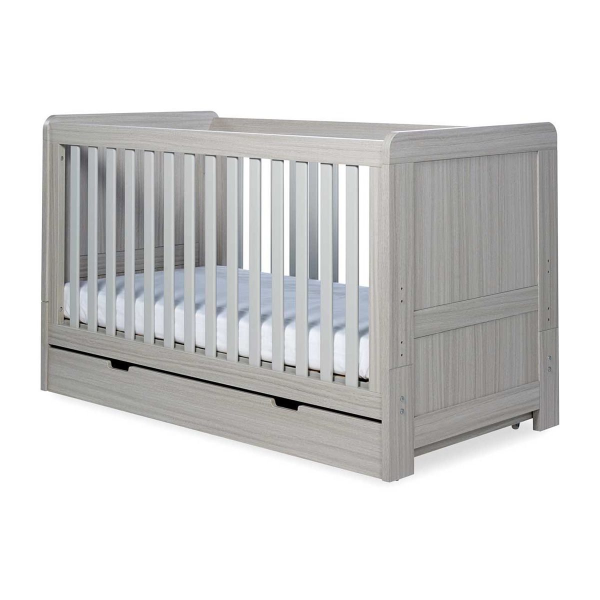 Ickle Bubba Pembrey Cot Bed, Under Drawer and Sprung Mattress - Ash Grey GOODS Boots   