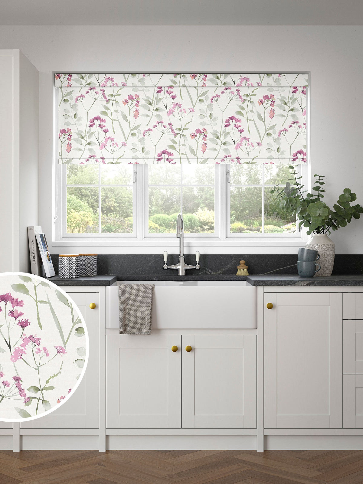 Next Summer Pink Isla Floral roller blind - British product