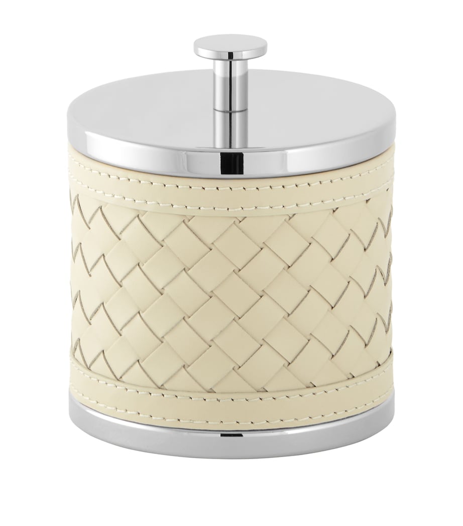 Riviere leather woven round storage box (British brand)