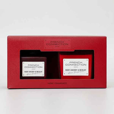 Superdrug French Connection Cherry & Merlot Reed Diffuser and Candle Gift Set 100ml 220g- Buy online at McGrocer
