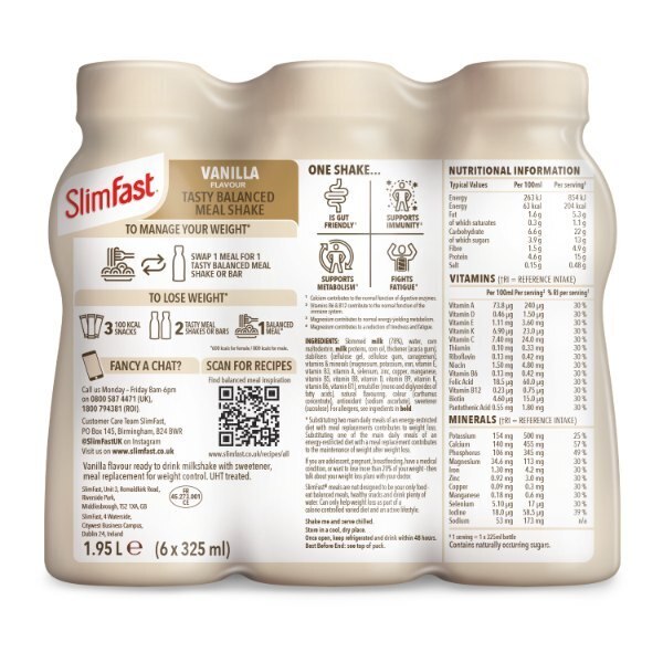 SlimFast Milkshake Multipack Bottle Vanilla 6x325ml GOODS Superdrug   