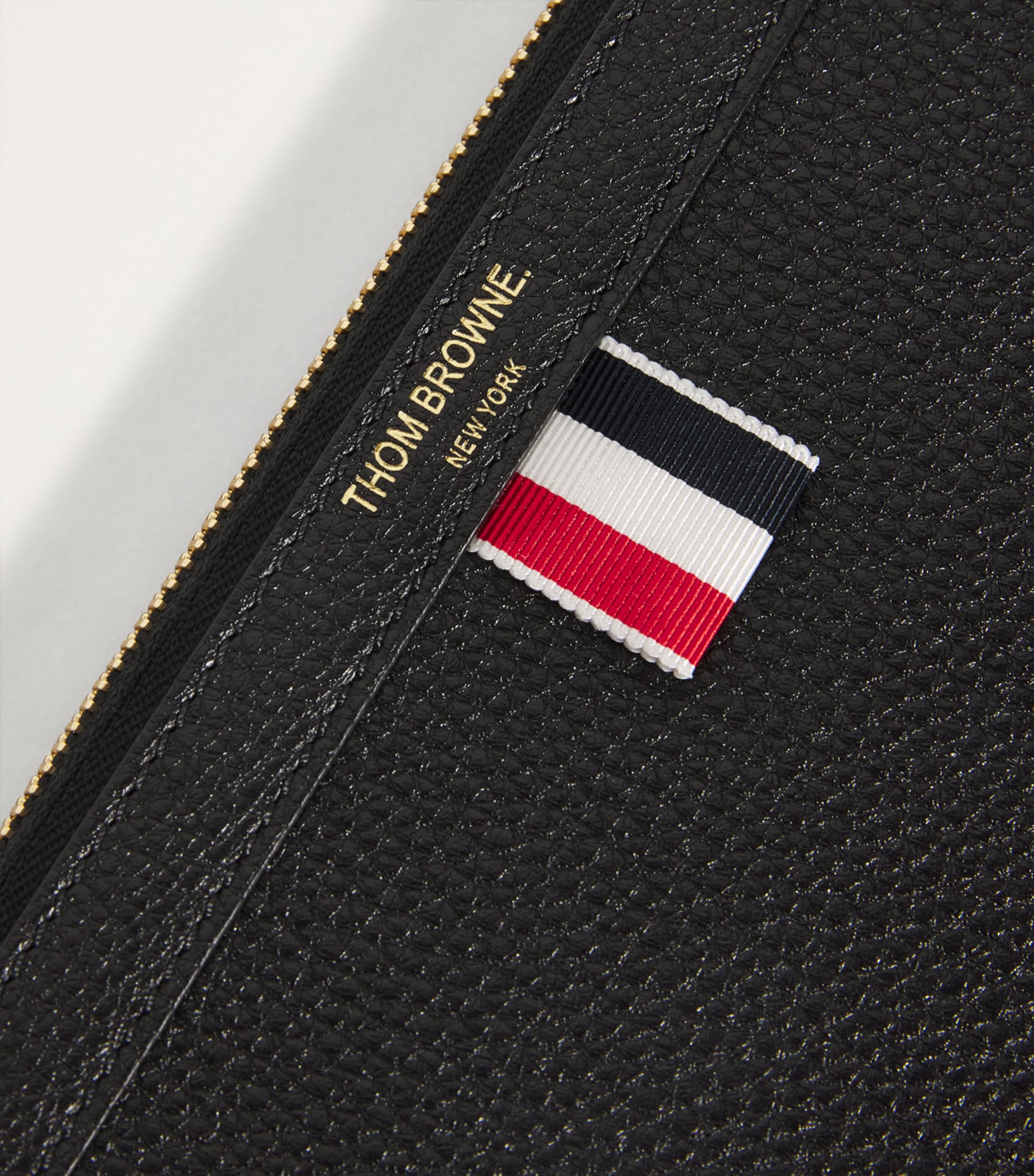 Thom Browne mini leather folio pouch, imported from the UK
