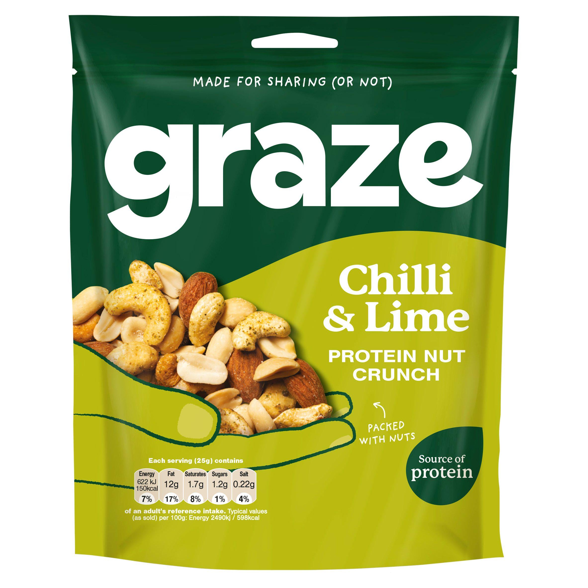 Graze Protein Chilli & Lime Vegan Mixed Nuts Snack 100g GOODS Sainsburys   