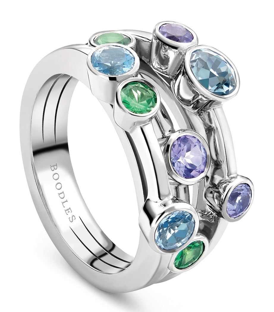 Boodles Watercolour ring with tsavorite tanzanite and aquamarine - British product