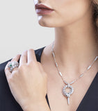 Bvlgari Serpenti ring white gold emerald diamond, imported from the UK