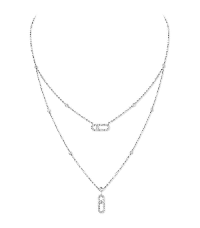 Messika Move Uno white gold diamond pave necklace 0.60ct (British brand)