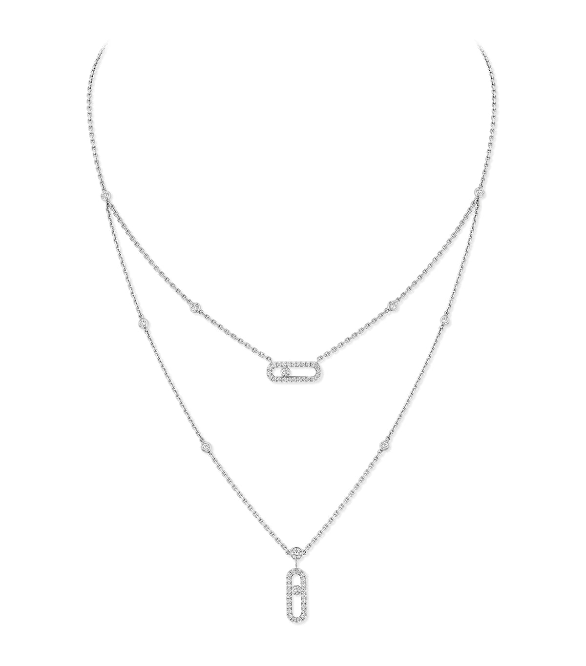 Messika Move Uno white gold diamond pave necklace 0.60ct (British brand)