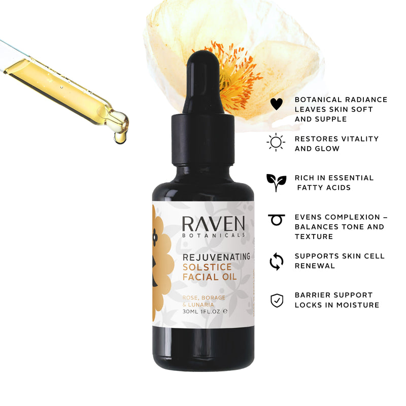 Raven Botanicals Solstice Rejuvenating Facial Oil 30ml (British brand)