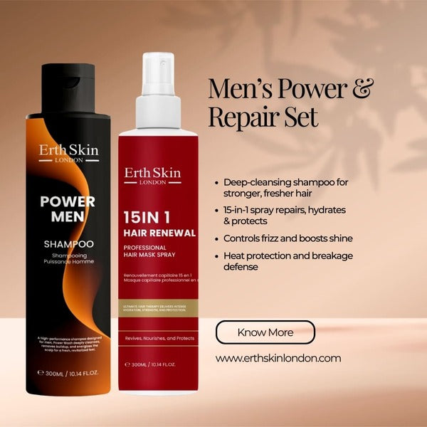 Erth Skin London men's shampoo and hair spray set 2x300ml (British brand)