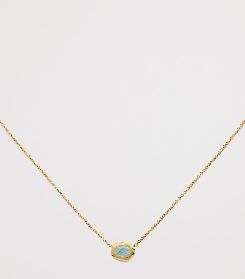 Monica Vinader small gold vermeil aquamarine Odyssey necklace - British product