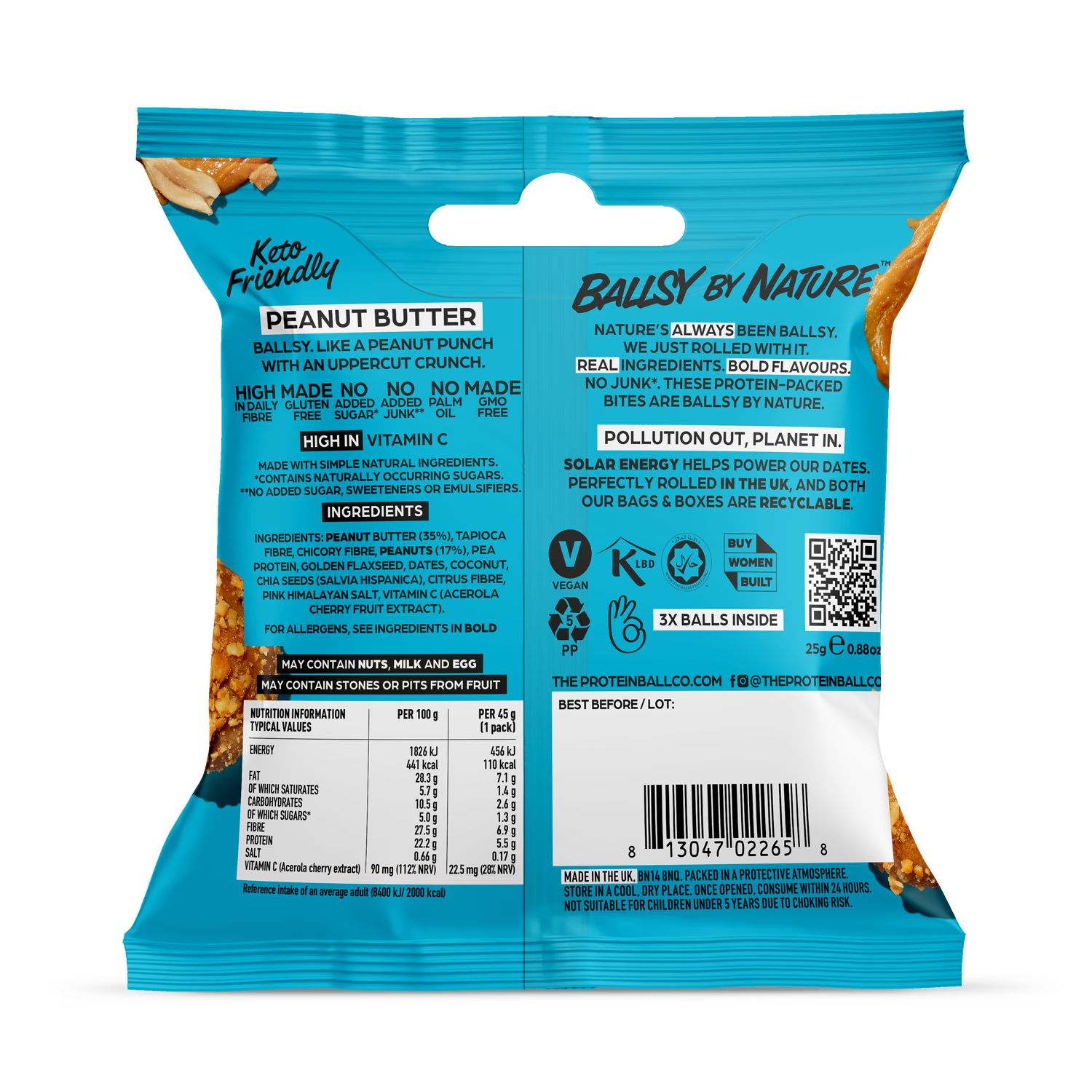Ballsy low sugar peanut butter balls case 20x25g (British brand)