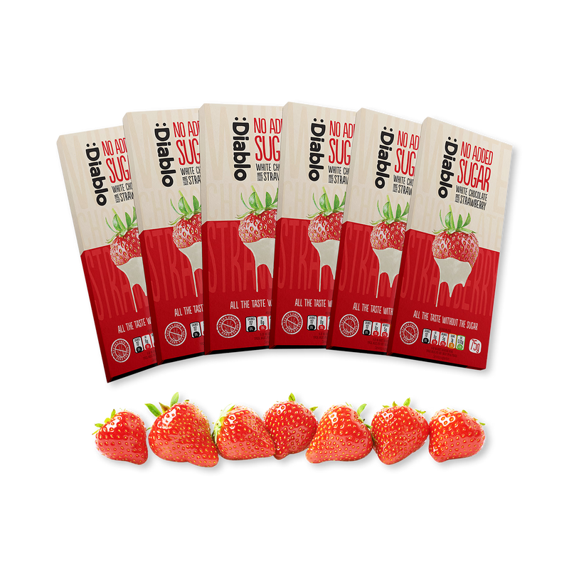 Diablo white chocolate strawberry bar no added sugar 75g - British product