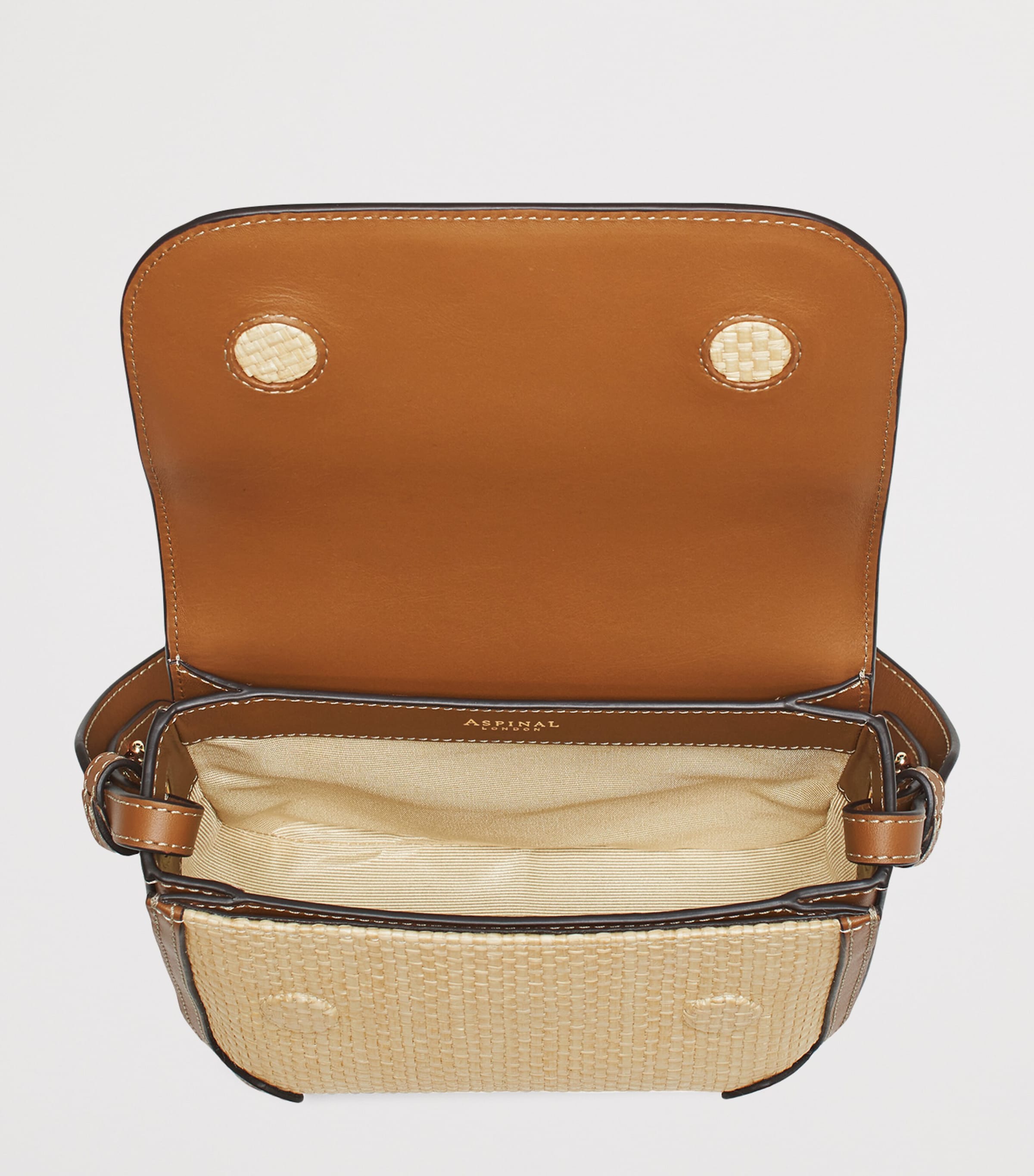 Aspinal of London Ella cross-body bag leather raffia - British product