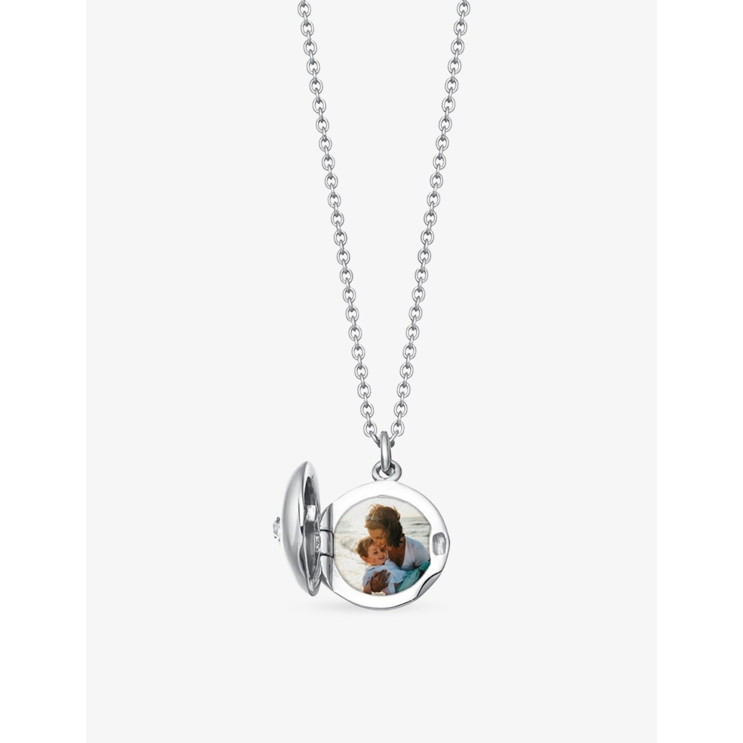 Astley Clarke silver locket with white sapphire, imported from the UK