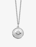 Astley Clarke silver locket with white sapphire, imported from the UK