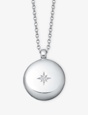 Astley Clarke medium sterling silver and white sapphire locket necklace - British product