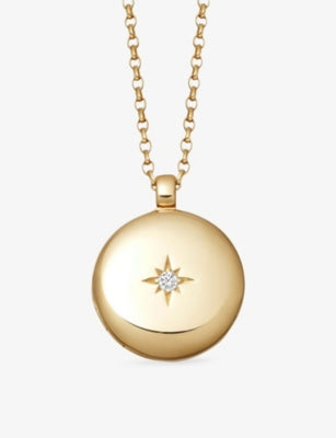 Astley Clarke medium locket 18ct yellow gold vermeil white sapphire (British brand)