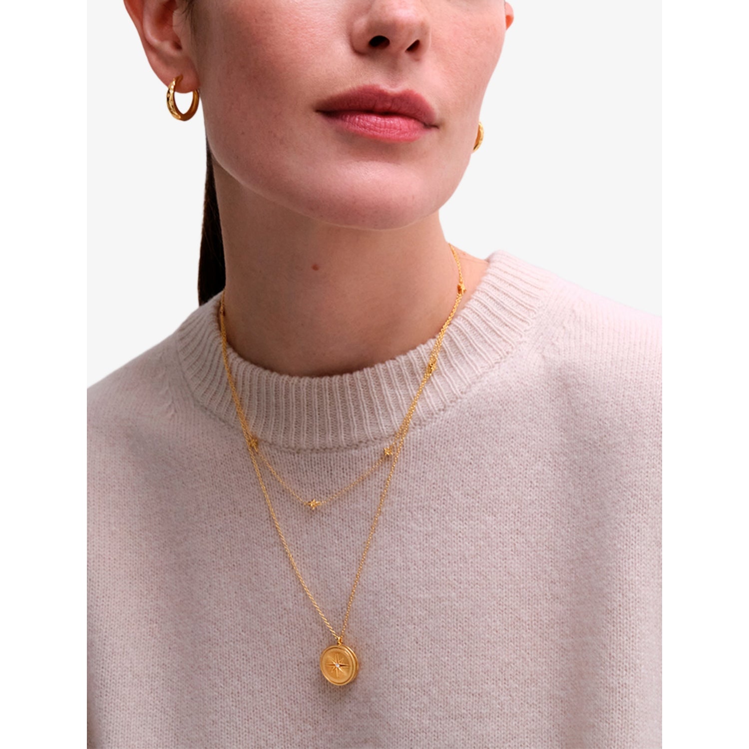 Astley Clarke 18ct yellow gold vermeil white sapphire locket necklace, UK version