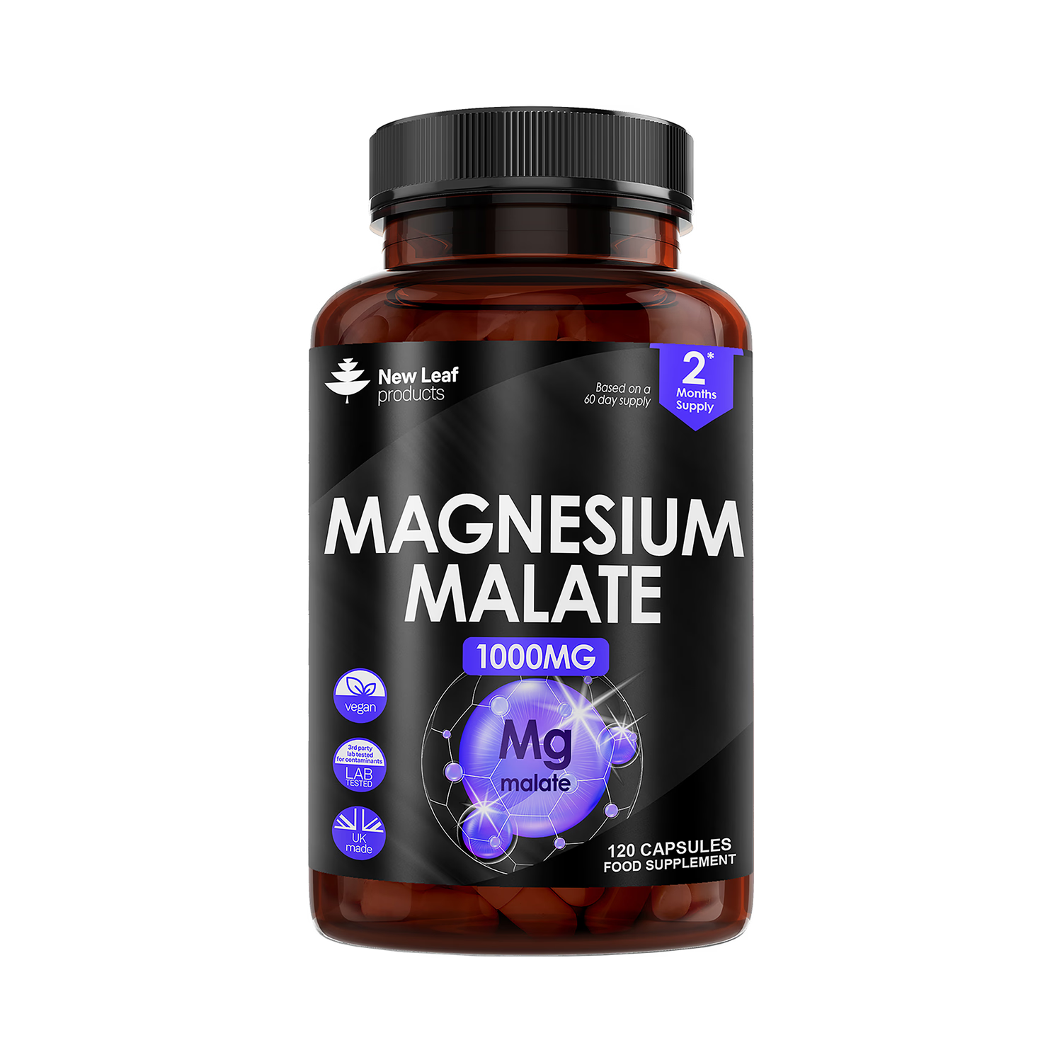Magnesium Malate supplement 120 capsules, UK version