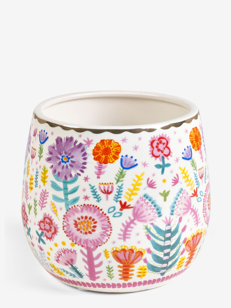 Lucy Tiffney floral large ceramic plant pot, UK version