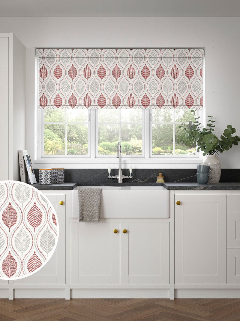 Next Red Lino Leaf roller blind made to measure (British brand)