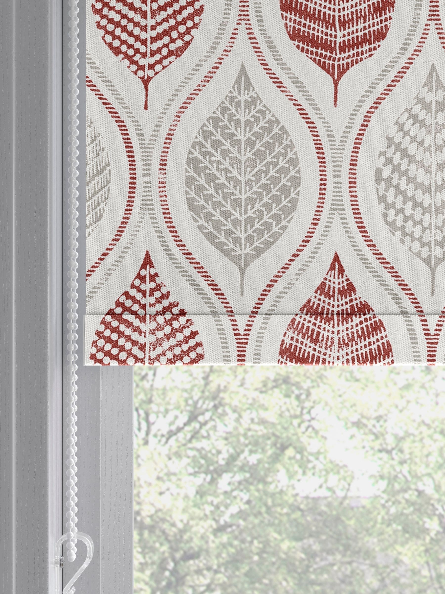 Next Red Lino Leaf roller blind made to measure (British brand)