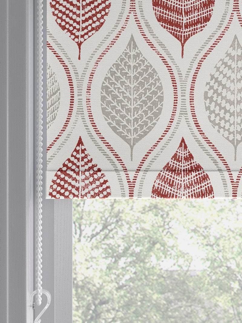 Next Red Lino Leaf roller blind made to measure (British brand)