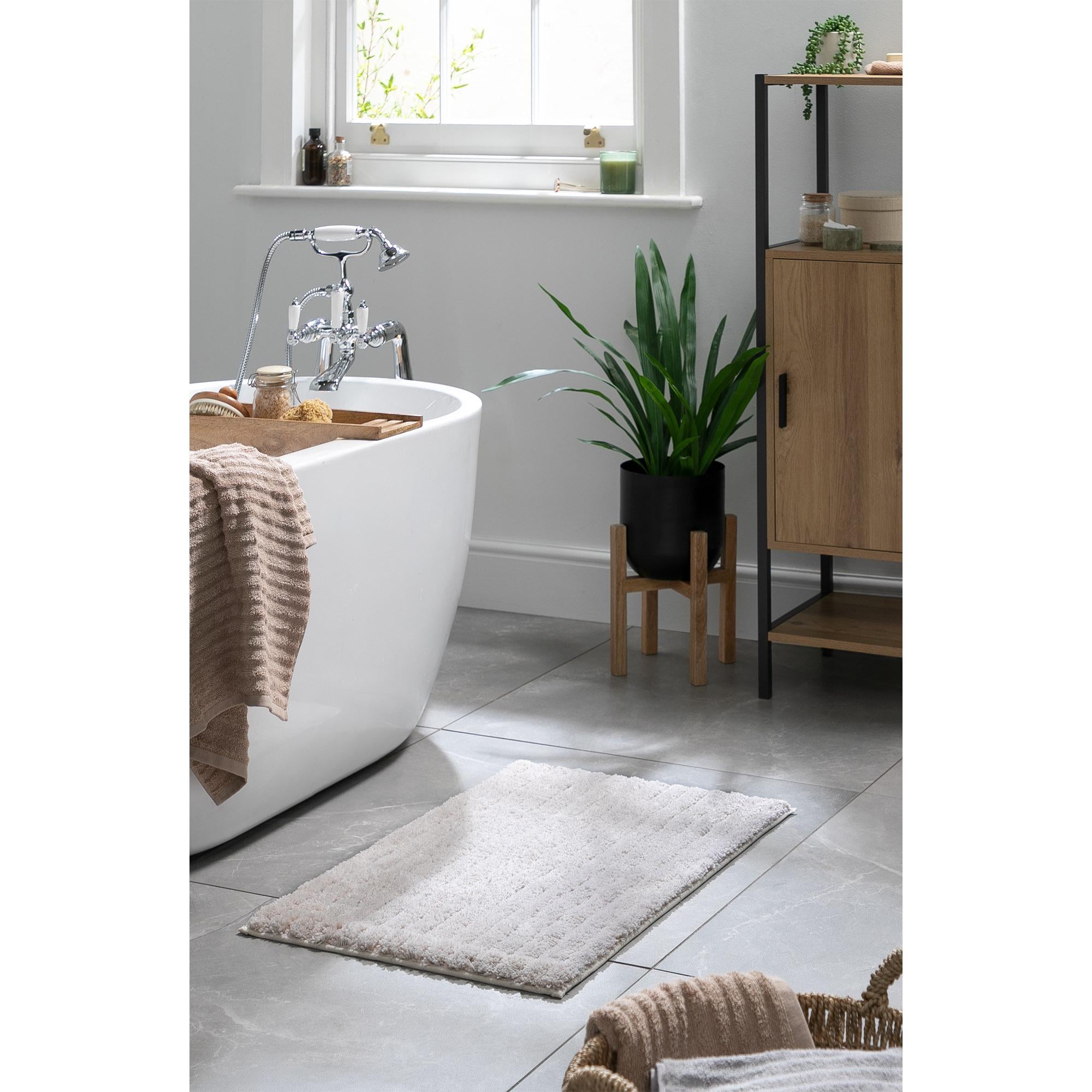 Habitat Ribbed Oatmeal Bath Mat GOODS Sainsburys   