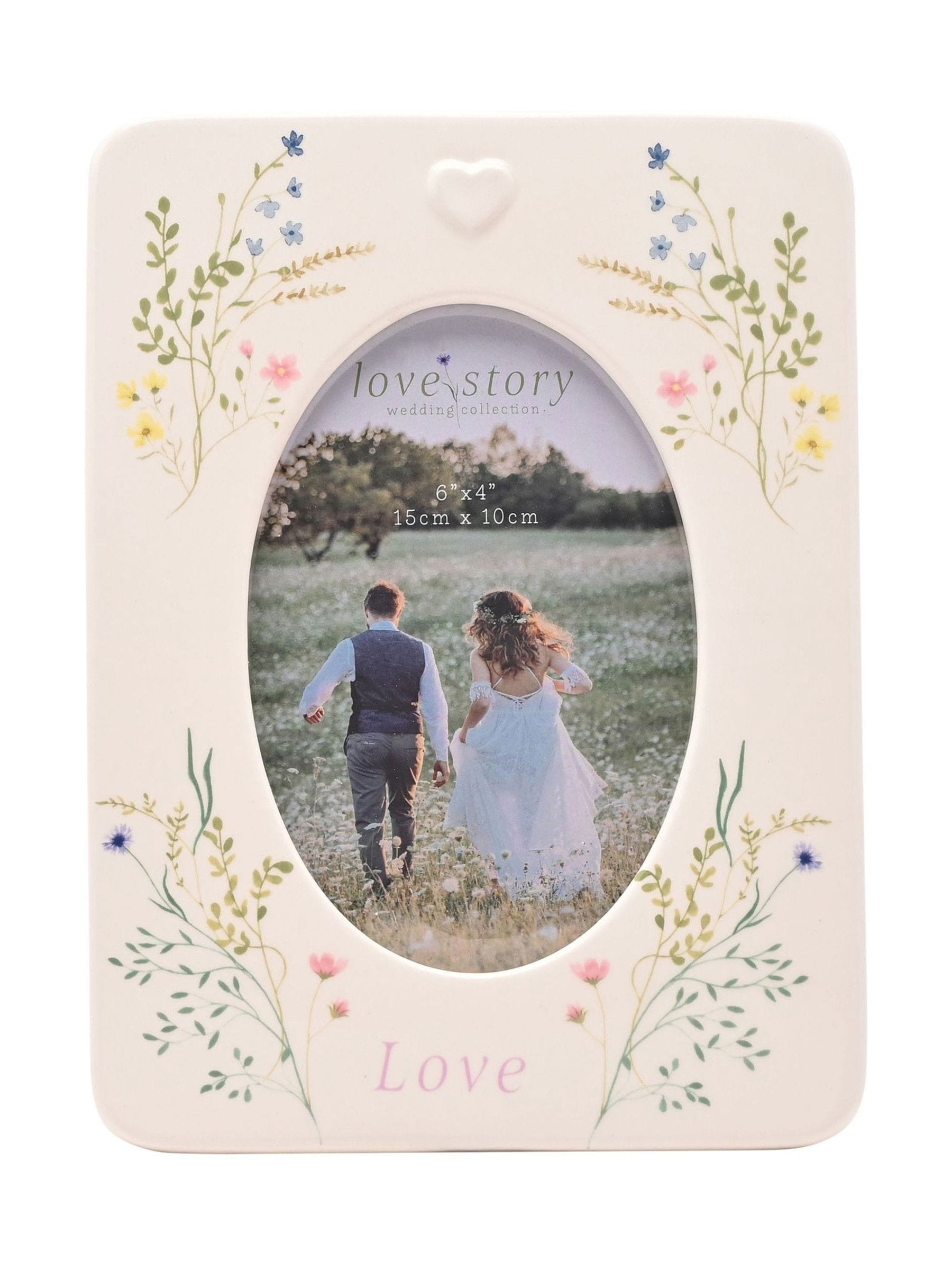 Widdop white ceramic photo frame 6x4 floral design (British brand)