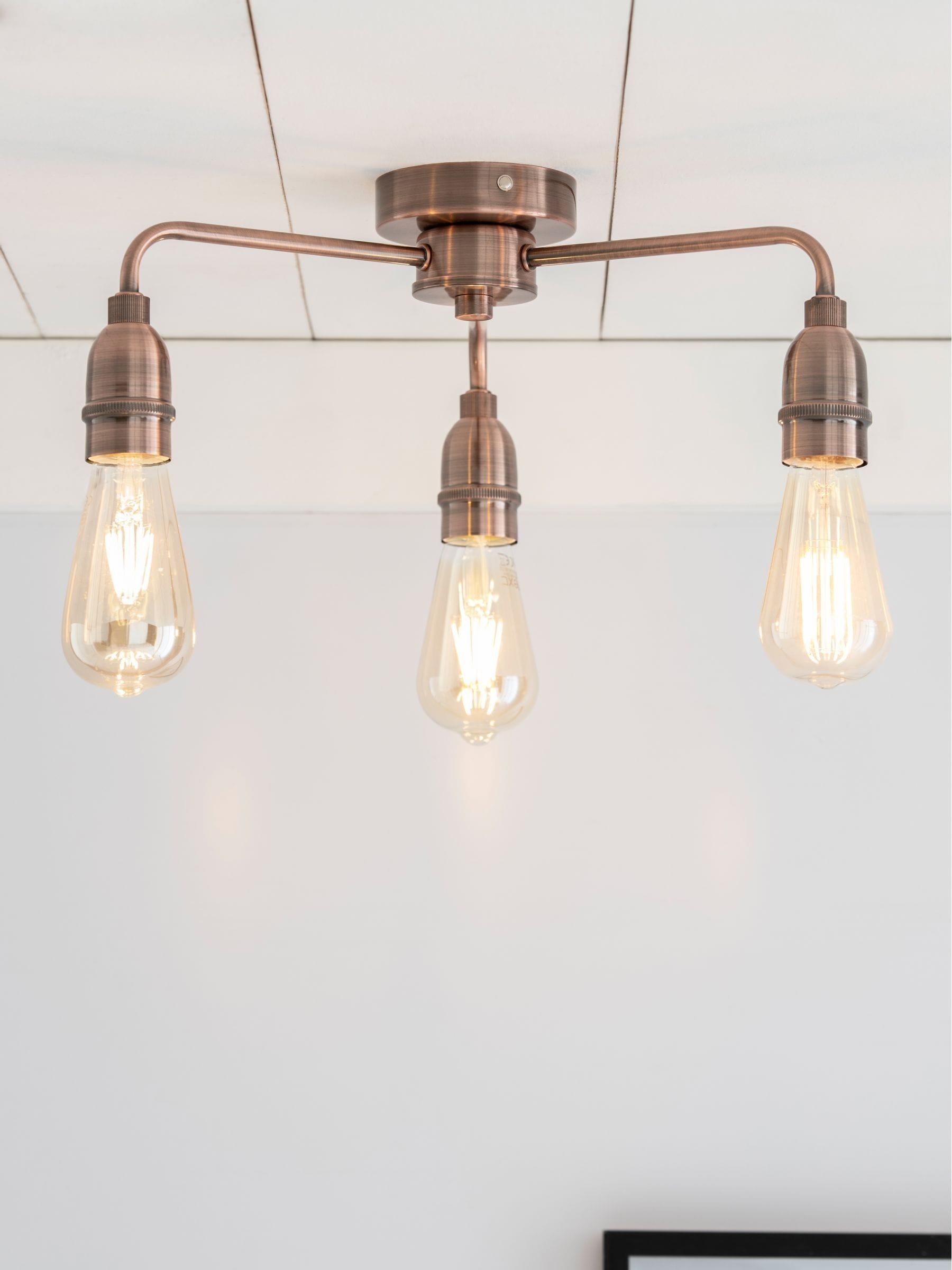 Next Black Brooklyn Flush Ceiling Light, 28.5cm x 38cm