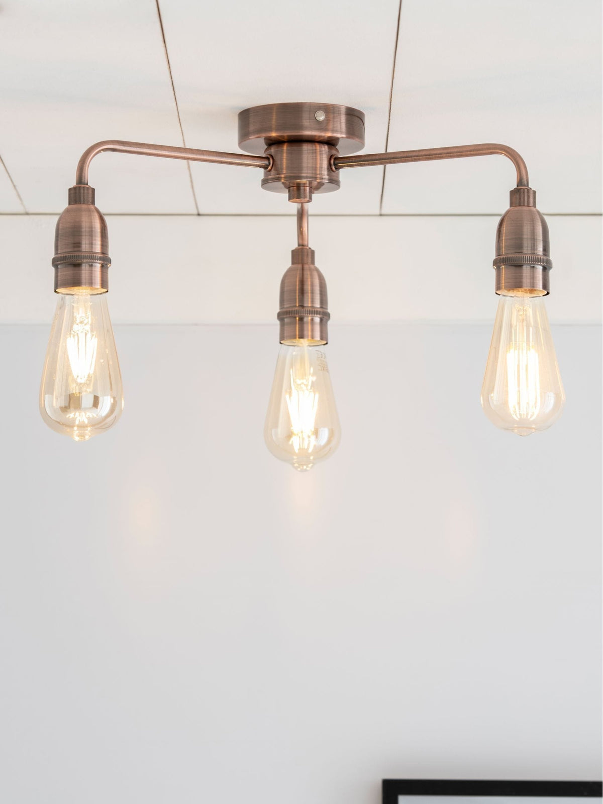 Next Black Brooklyn Flush Ceiling Light, 28.5cm x 38cm