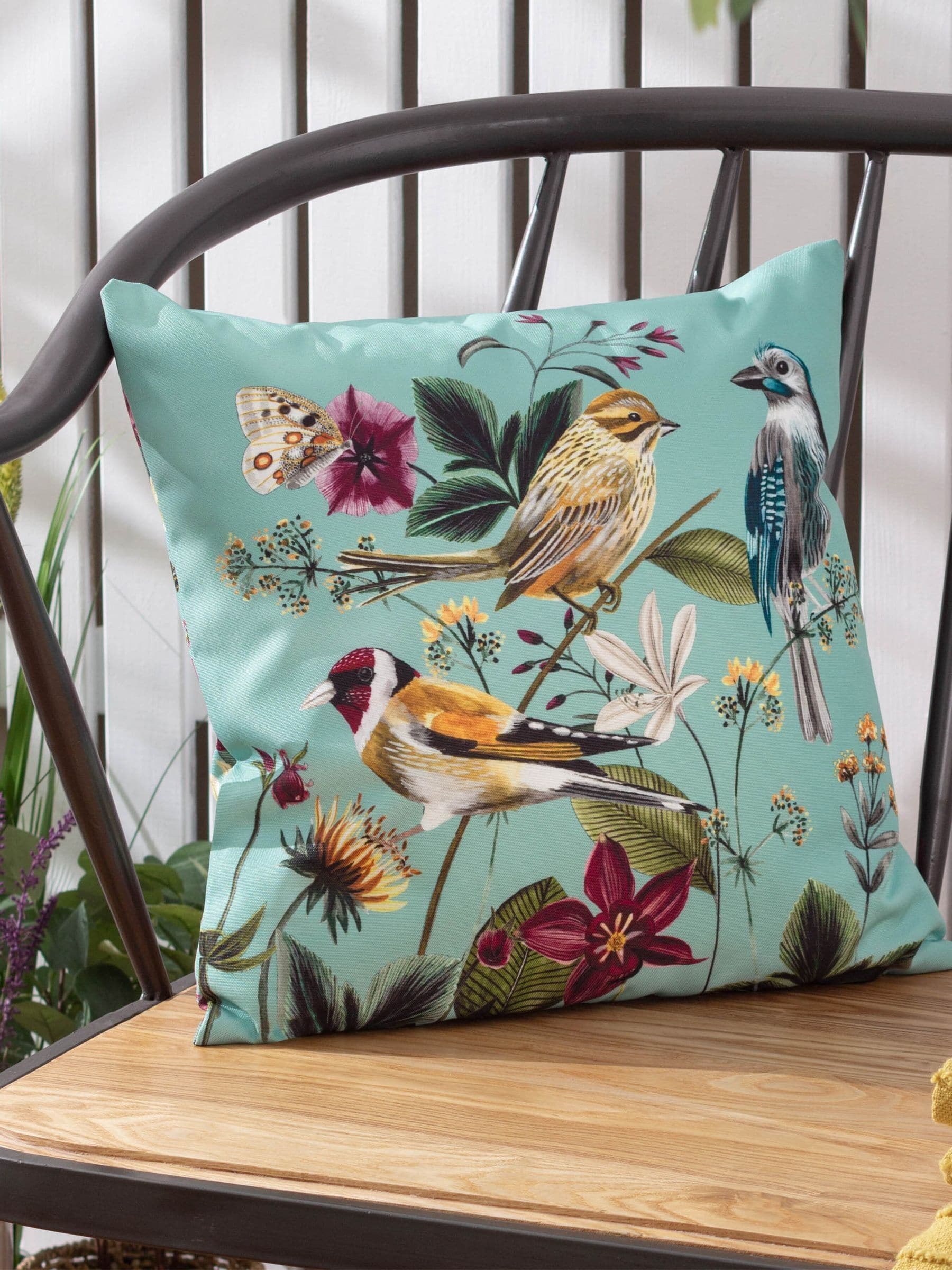 Wylder Midnight Garden Bee outdoor cushion 43cm - British product