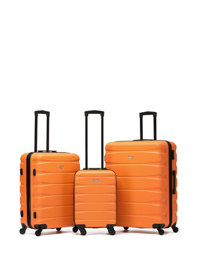 Next Flight Knight Orange/Black Hardcase Suitcase Set - 3 Piece (Cabin, Medium, Large)- Buy online at McGrocer