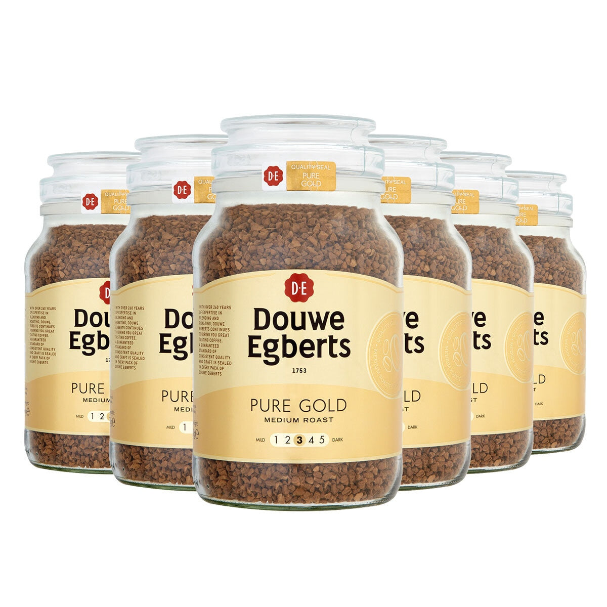 Douwe Egberts Pure Gold medium roast coffee granules 6x400g - British product