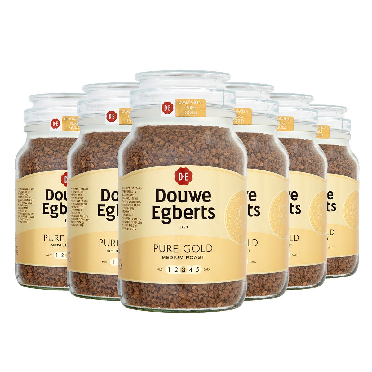 Douwe Egberts Pure Gold medium roast coffee granules 6x400g - British product
