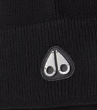 Moose Knuckles children's wool knit beanie with metal logo, imported from the UK