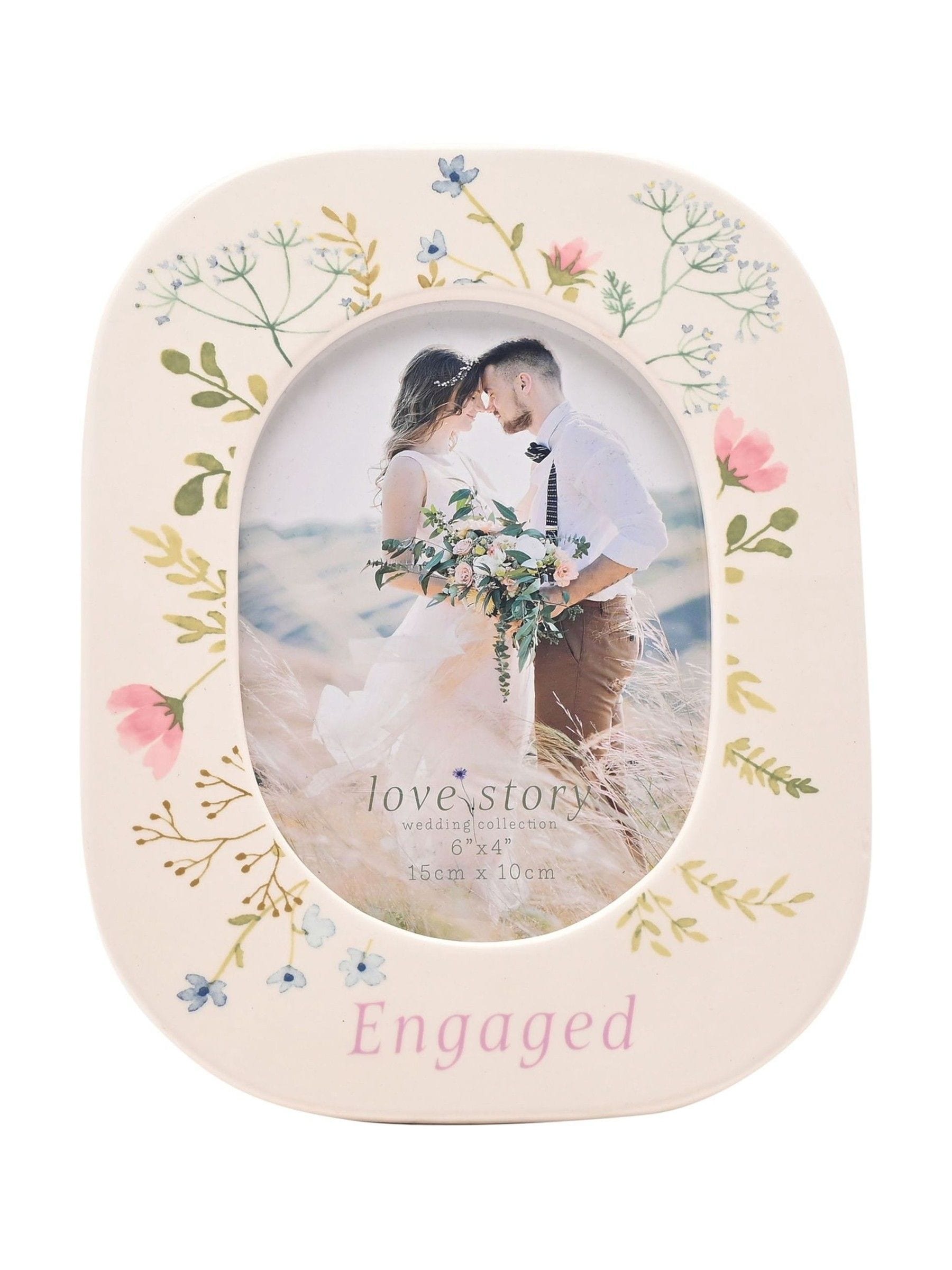 Widdop ceramic photo frame floral engaged 4x6 - British product