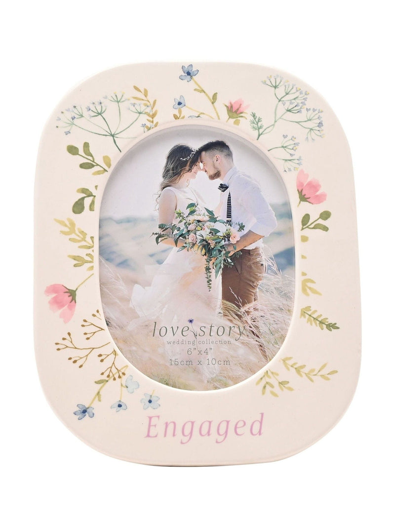 Widdop ceramic photo frame floral engaged 4x6 - British product