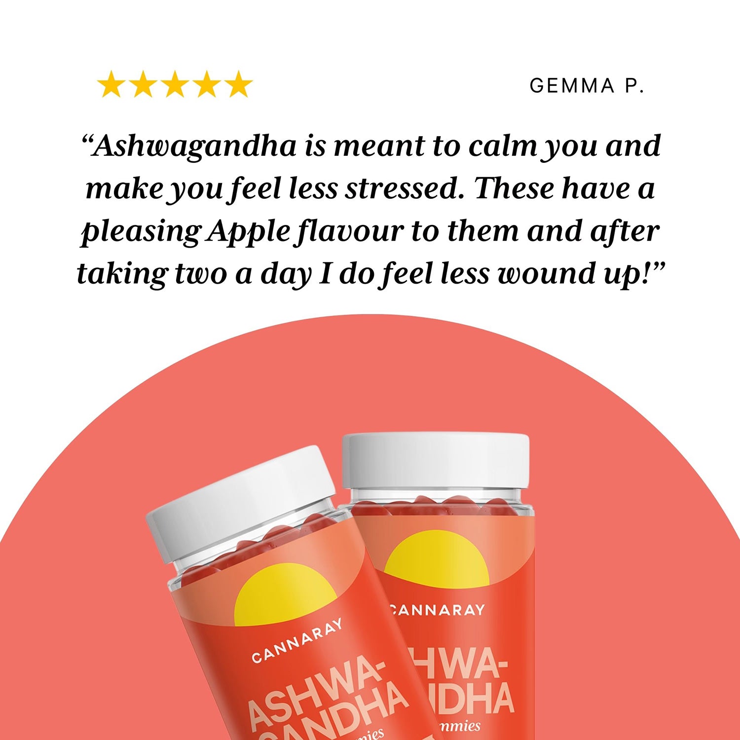 Cannaray Ashwagandha gummies apple flavour 60 count, imported from the UK