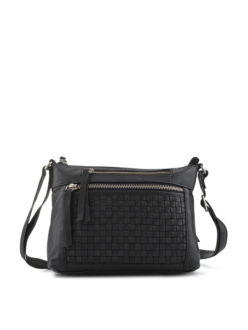 Pavers black zip up crossbody bag, imported from the UK