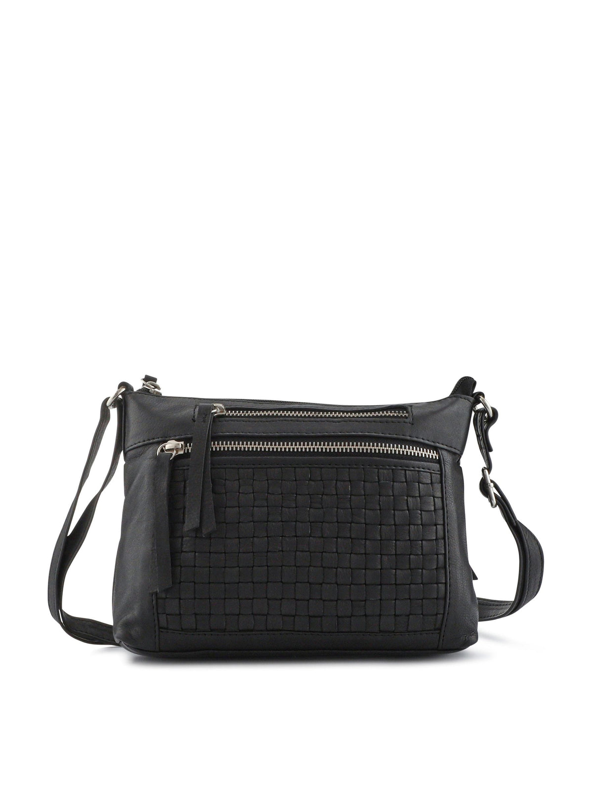Pavers black zip up crossbody bag, imported from the UK