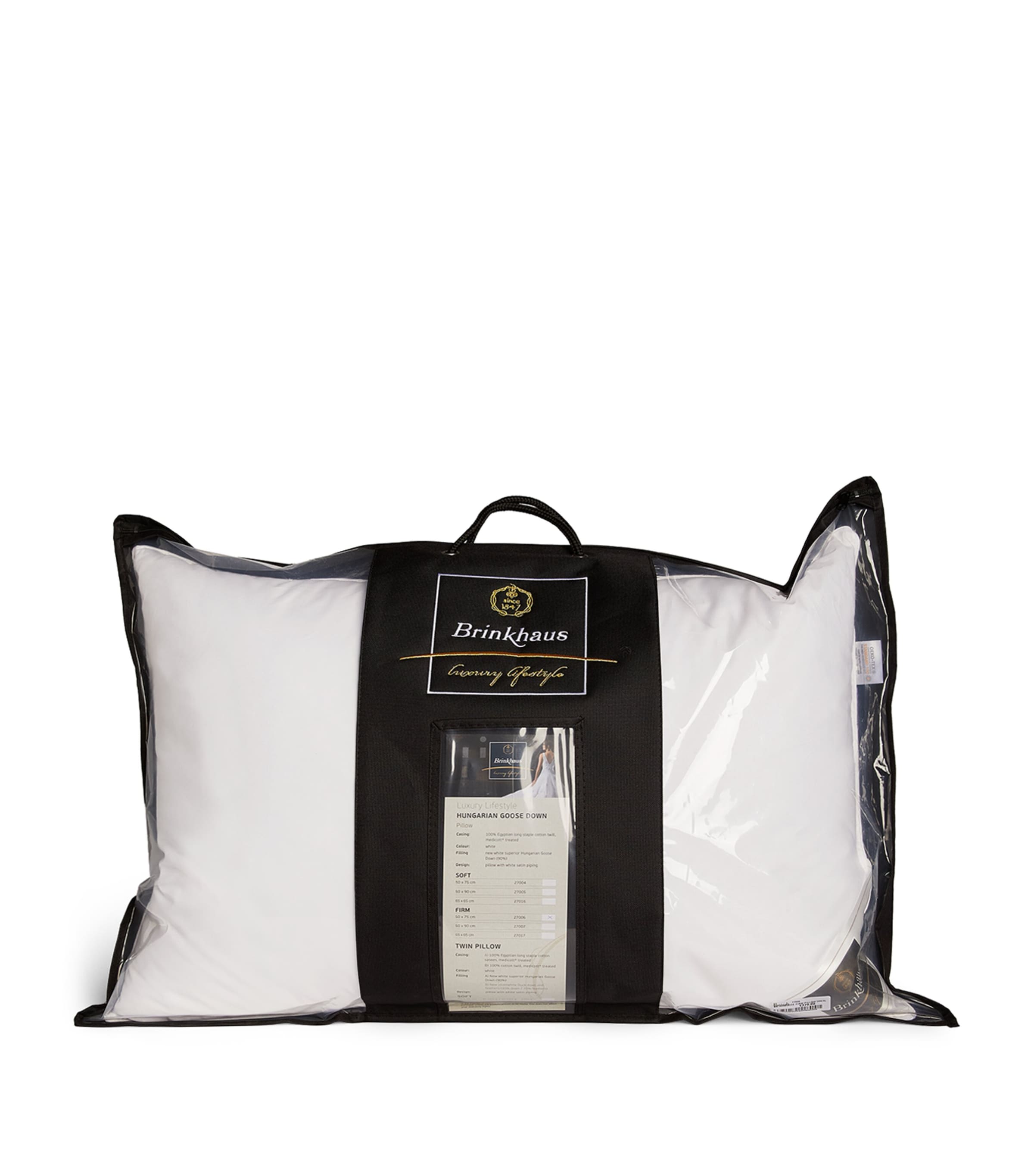 Brinkhaus firm goose down pillow 50cm x 75cm - British product