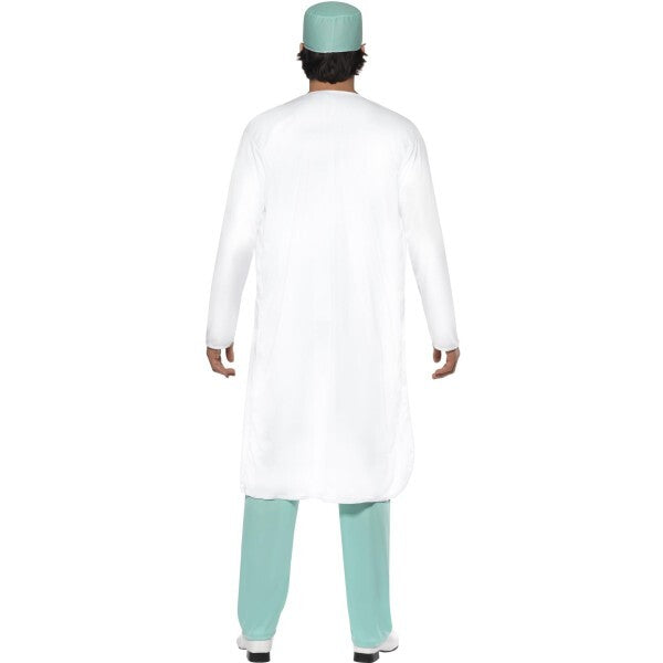 Smiffys doctor costume green top trousers hat mask coat UK version
