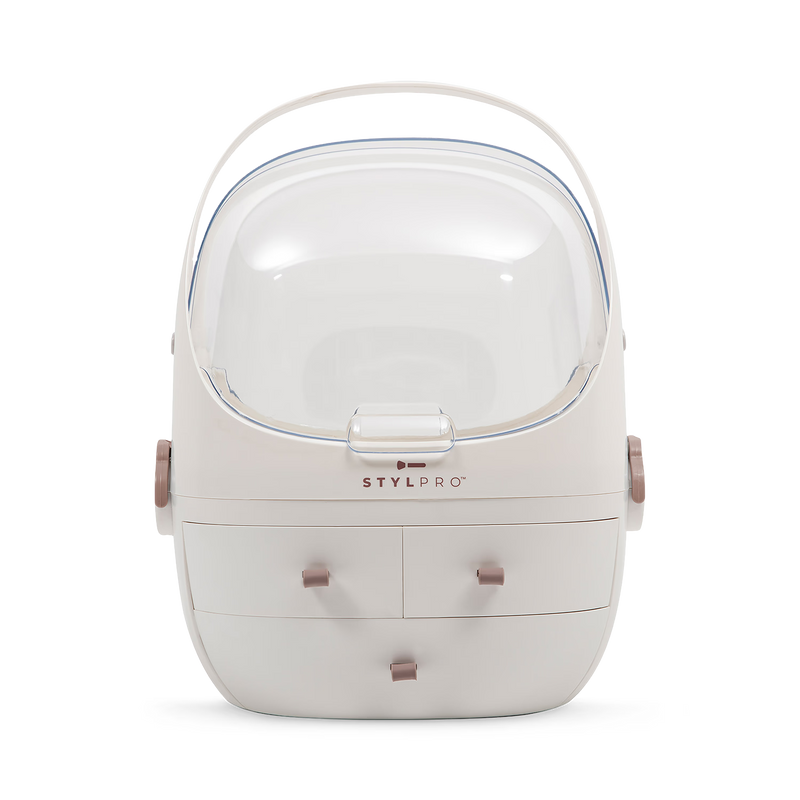Stylpro beauty storage pod with crystal-clear cover, imported from the UK